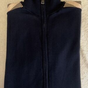Pre-owned Burberry Navy Blue Check Panel Zip Up Sweater / Cardigan 7Y